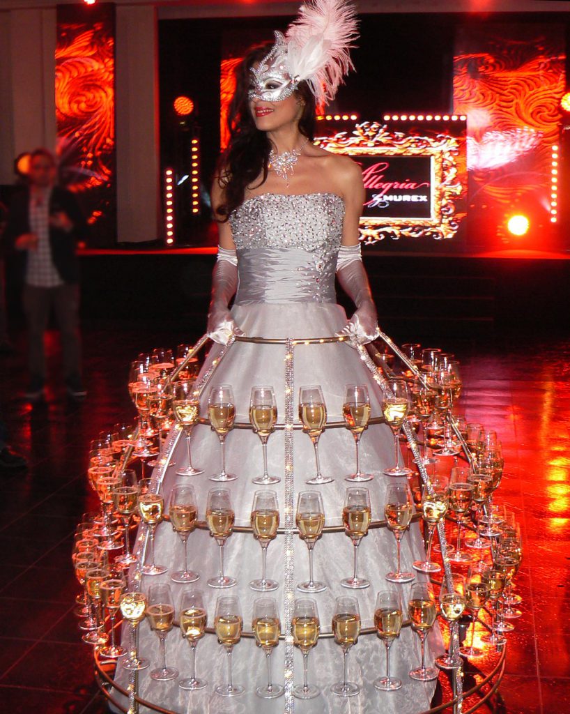 robe à champagne, thème Bal masqué